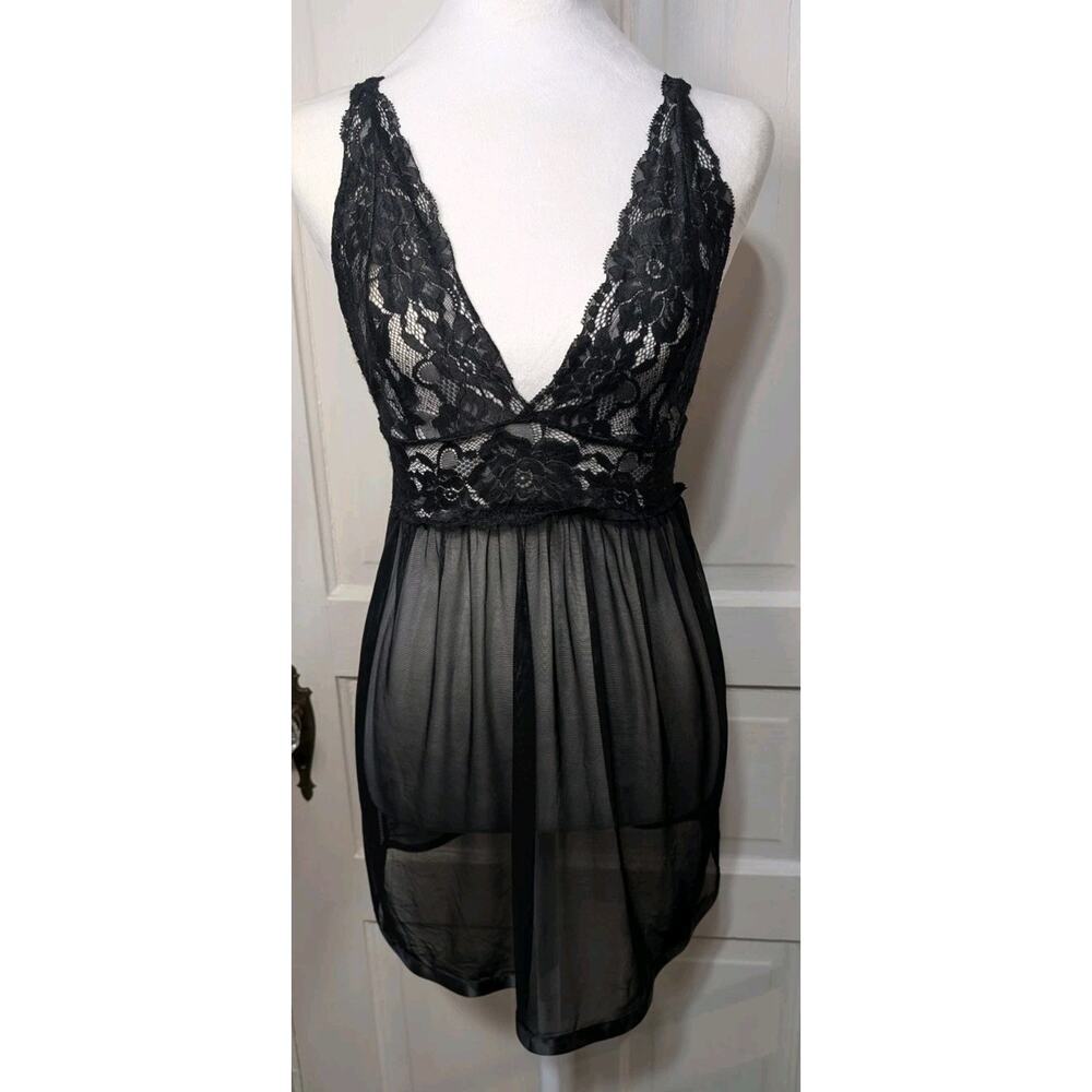 AvidLove Black Lace Babydoll Sheer Elegant Lingerie Medium (752)